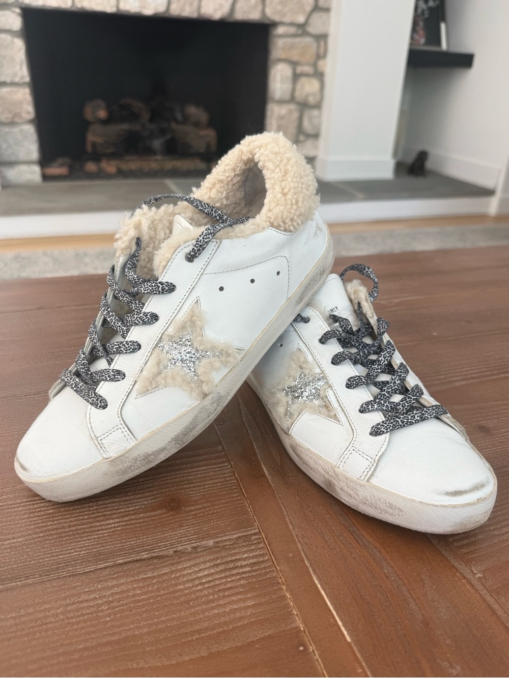 Golden Goose Super Star LTD Sneakers with Shearling Lining and Silver Star